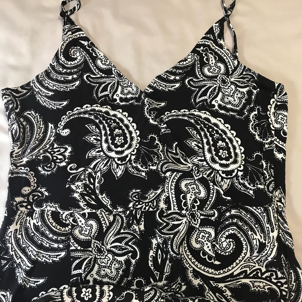 Black and white printed jumpsuit with straps